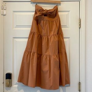 Pretty sandstone colored strapless dress